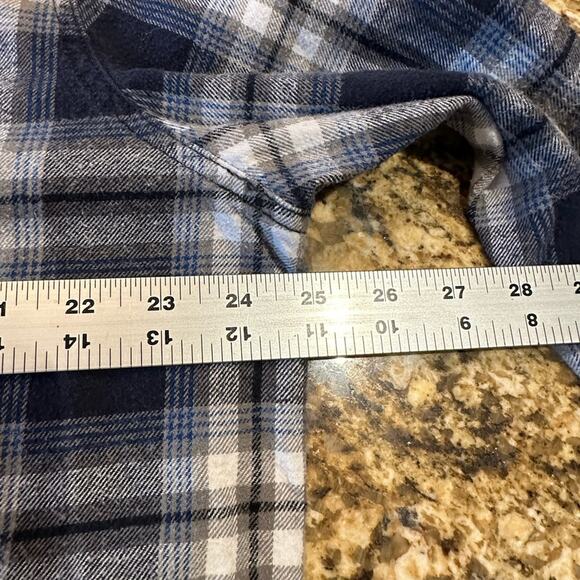 Eddie Bauer Mens XL Blue and Gray Flannel Long Sleeve Cotton Shirt - Picture 6 of 7